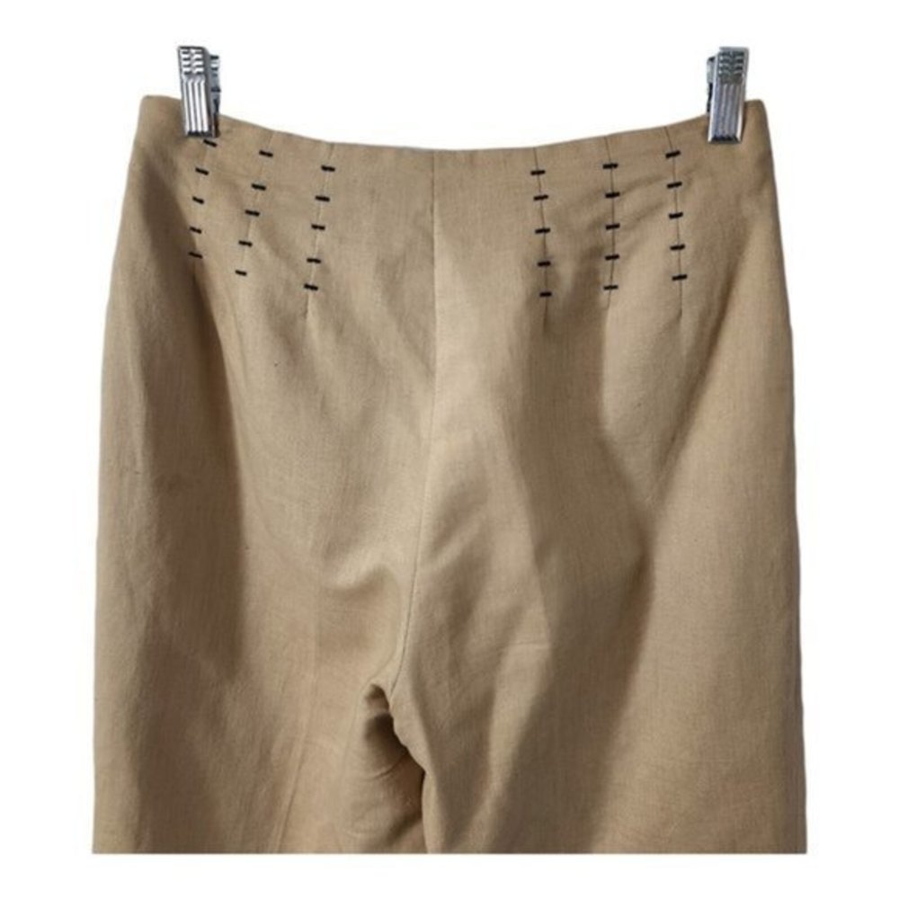 Kasper Petite Linen Pants Audrey Lined Classic Fit Straight Tan Size 6P Neutral